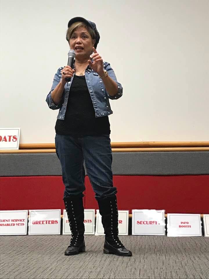Susie with volunteers at an event